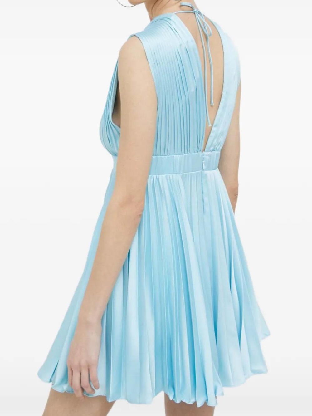 Abercrombie & Fitch Light Blue Pleated Tie-Back Mini Dress